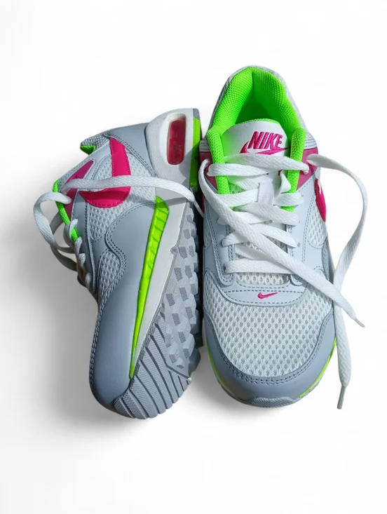 Nike Women's Size 8 White Sneakers with Pink Swoosh & Neon Green Accents - Picture 6 of 9